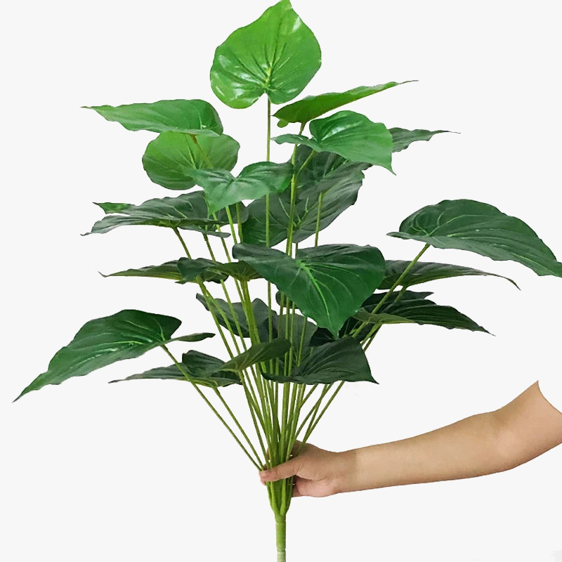 Tropical tree artificial large leaves of monstera in decorative pot - view 6