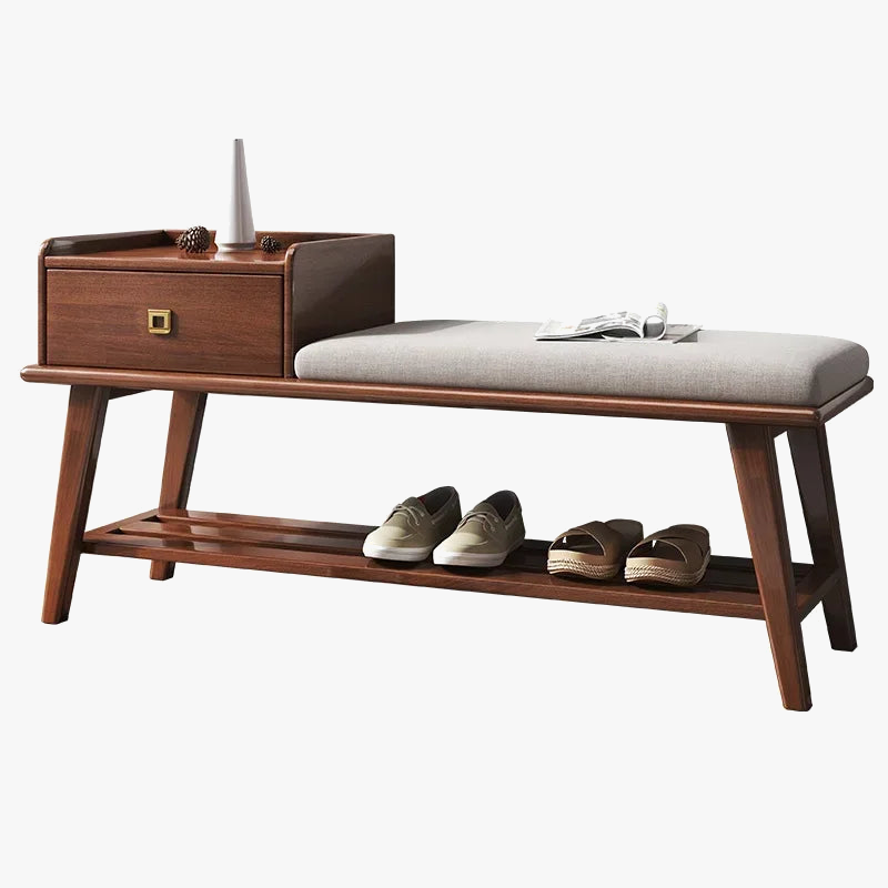Wooden shoe cabinet with drawers and integrated bench