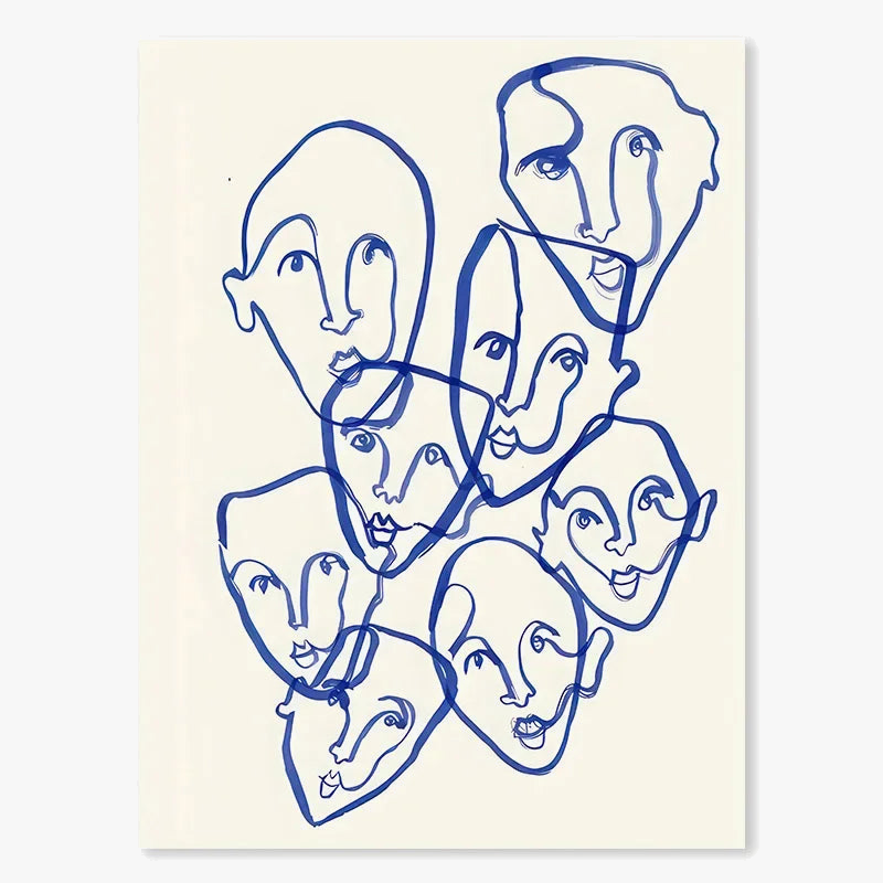 Abstract geometrical face curved girl dove Nordic wall decor