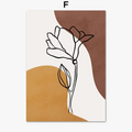 Boho abstract wall art with moonflowers and sun