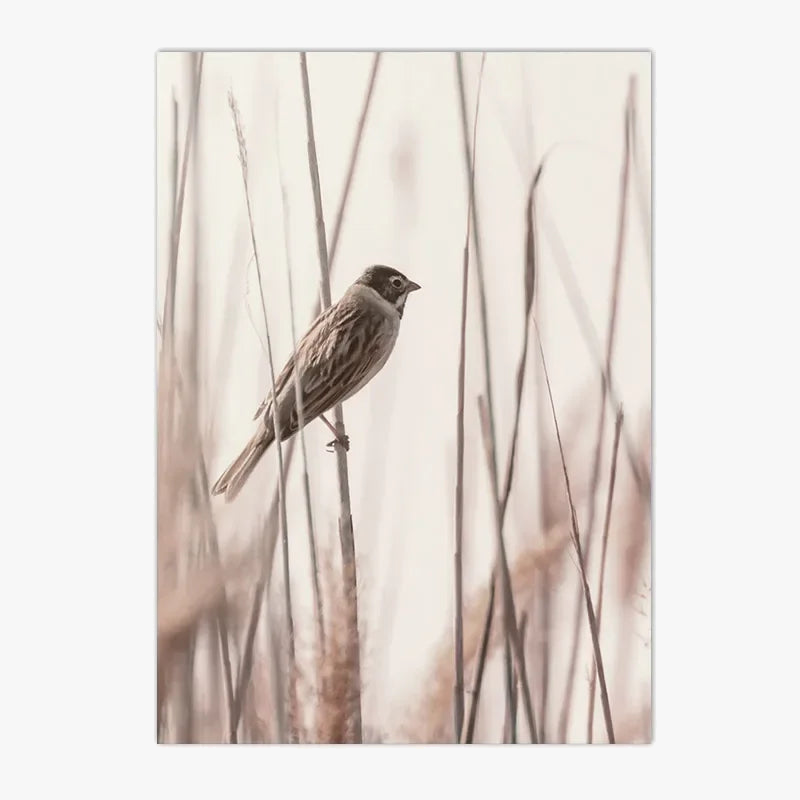 Decorative art mural nature birds flowers and sand