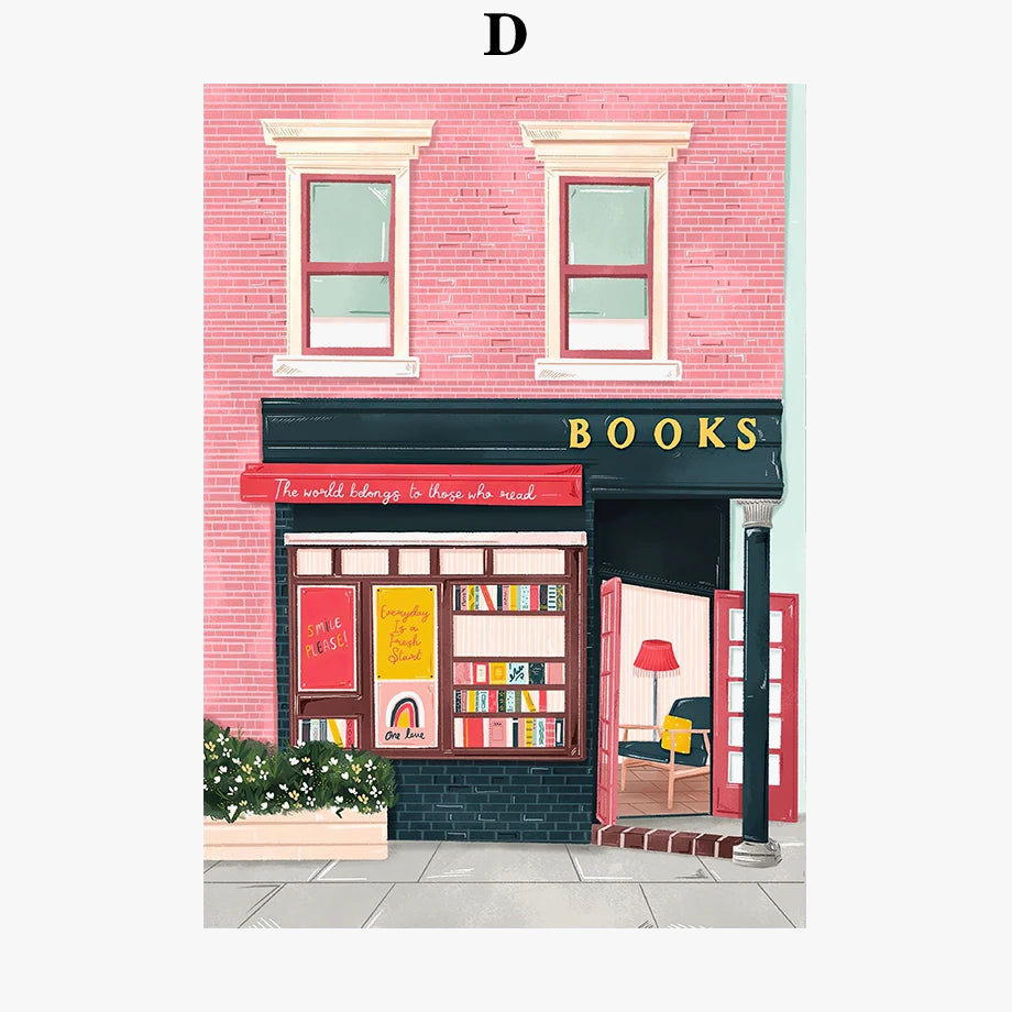 Retro wall art of a coastal city on a trip