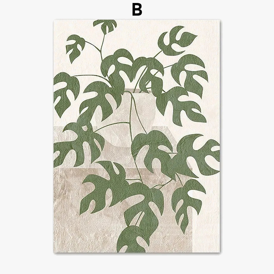 Monstera Leaf Canvas Wall Art, Unframed, Design 2