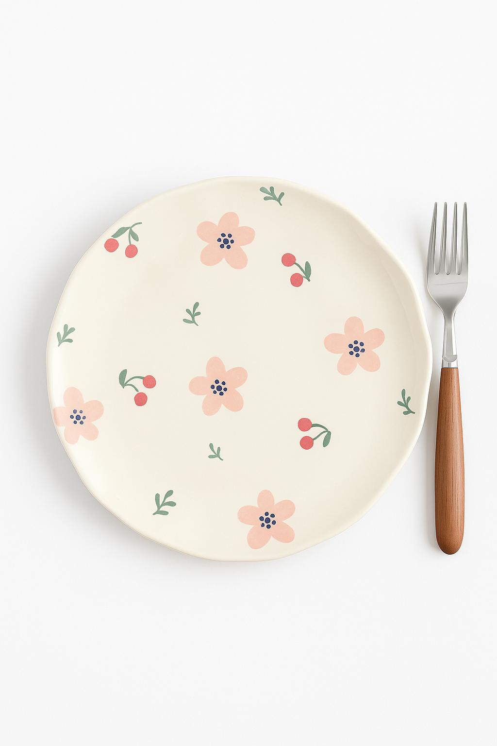 Ceramic plate with ceramic coren floral irregular style