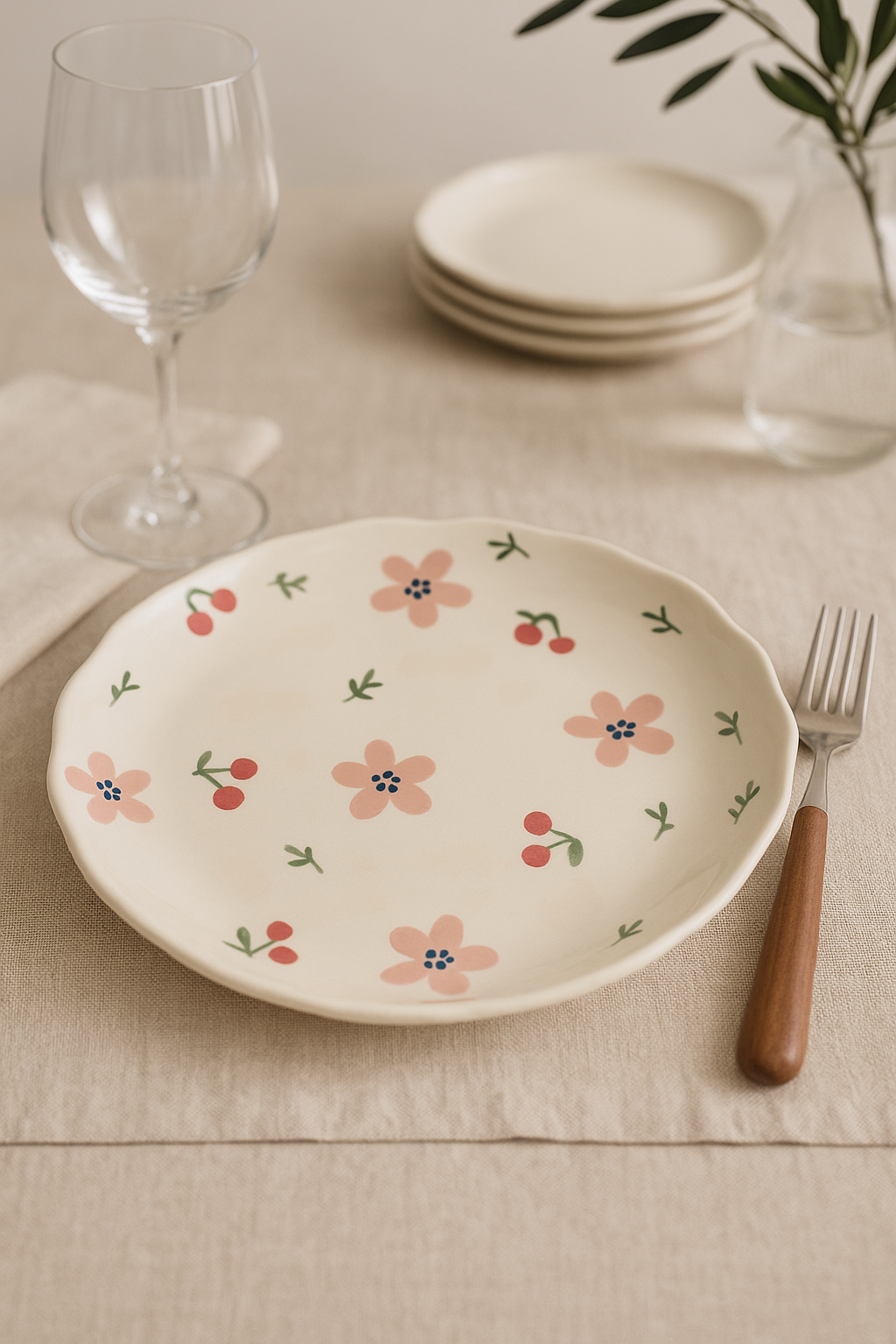 Ceramic plate with ceramic coren floral irregular style - view 2