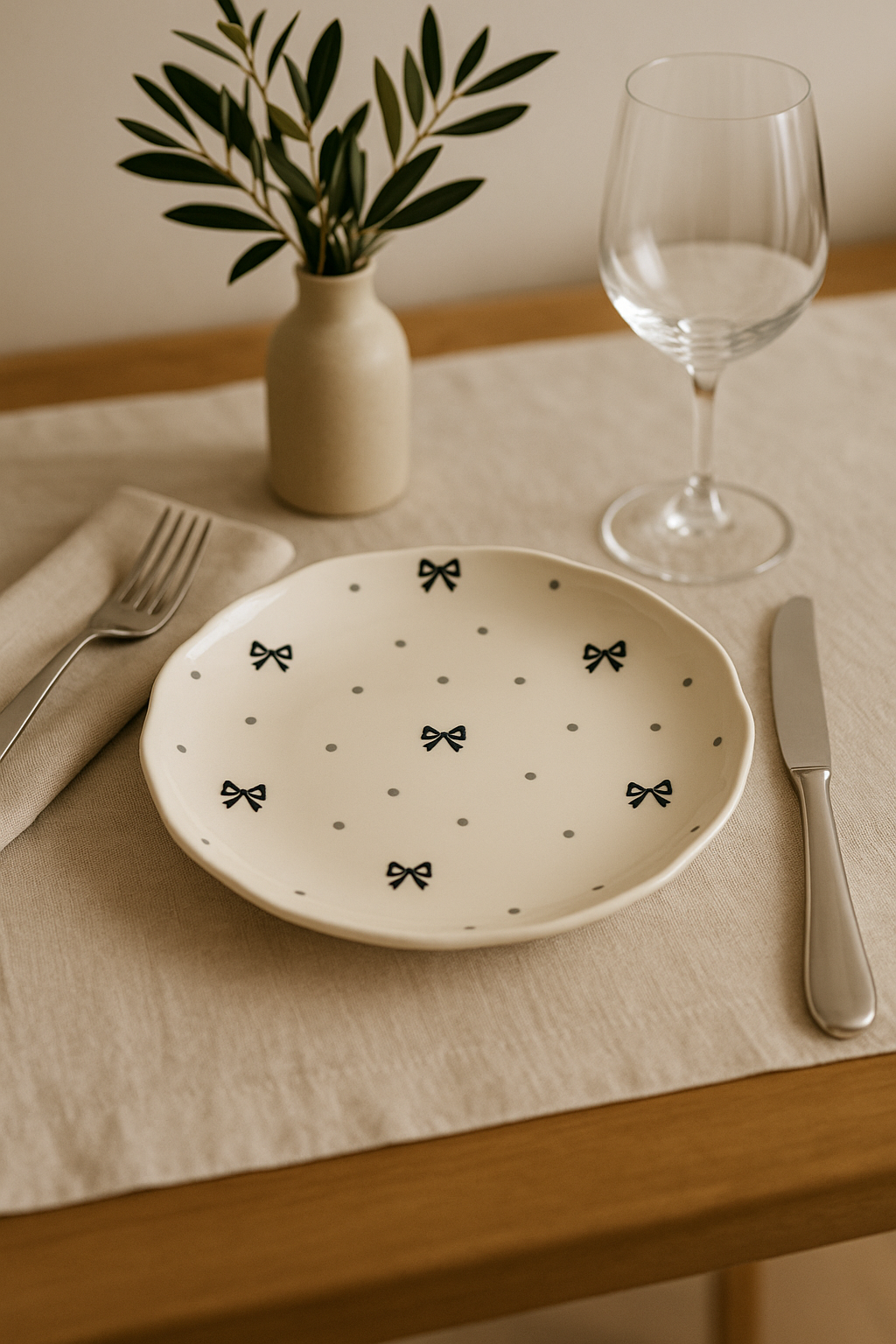 Delicate Korean Floral Ceramic Cake Plate - view 2