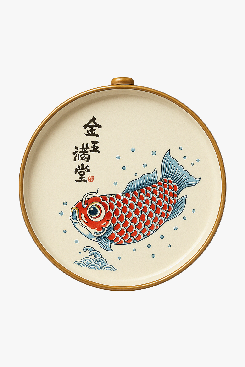Retro ceramic arowana plate service kung fu