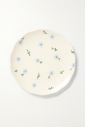 Ceramic plate handmade Korean style irregular floral pattern