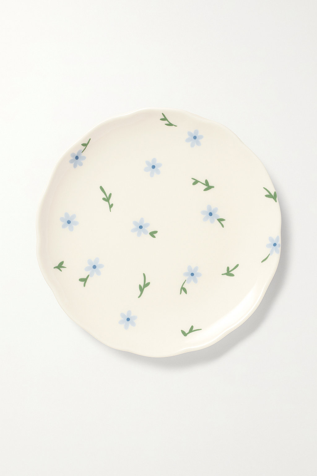 Ceramic plate handmade Korean style irregular floral pattern