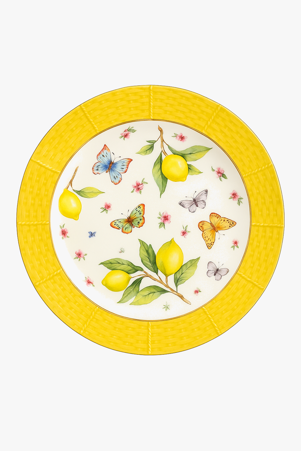 Mediterranean Lemon Pattern Ceramic Plate, Dark Gray