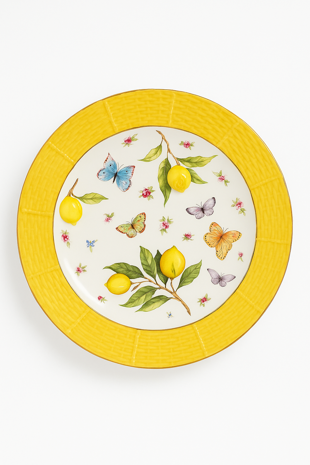 Mediterranean Lemon Pattern Round Ceramic Plate