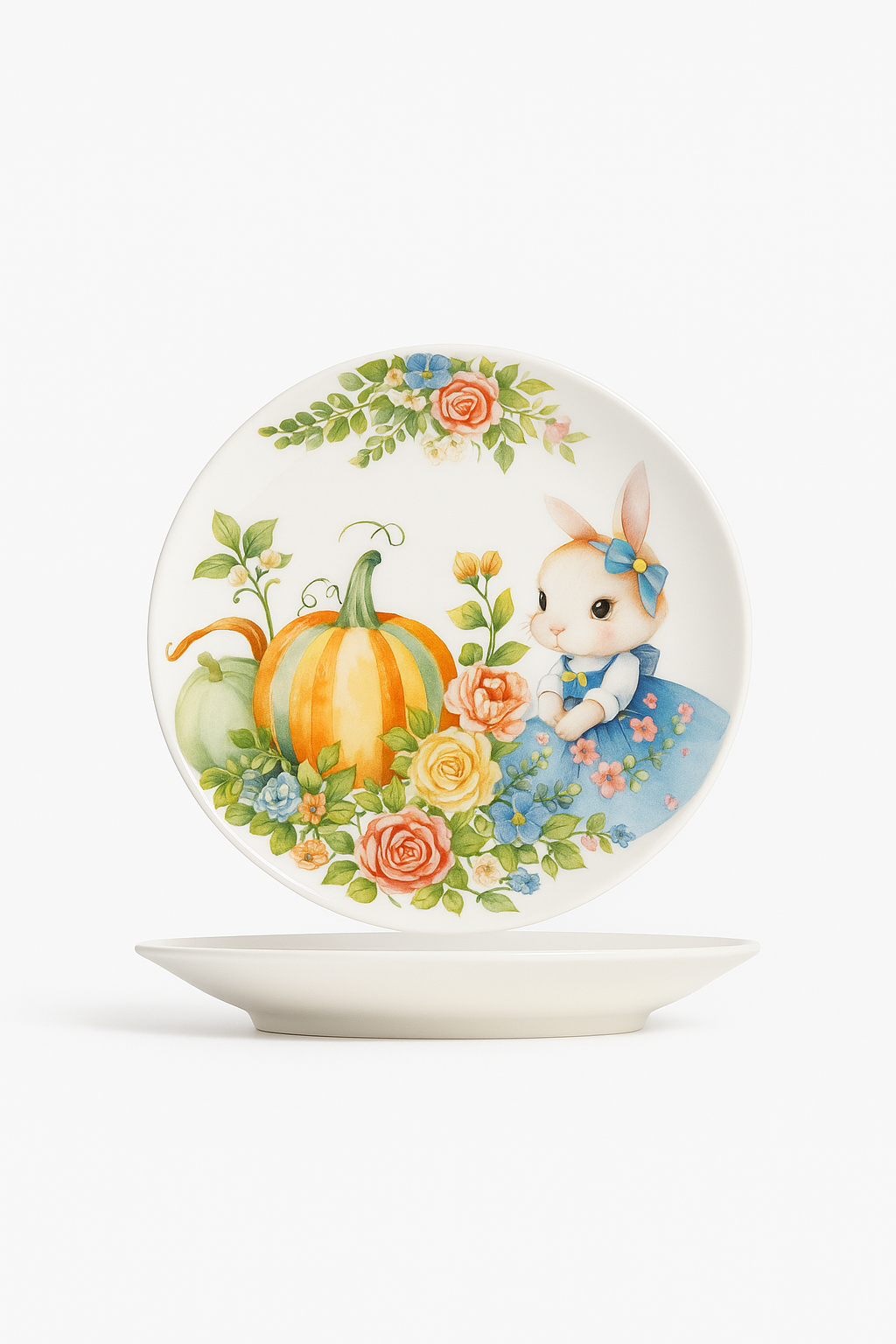 Ceramic plate pumpkin pattern and rabbit style garden