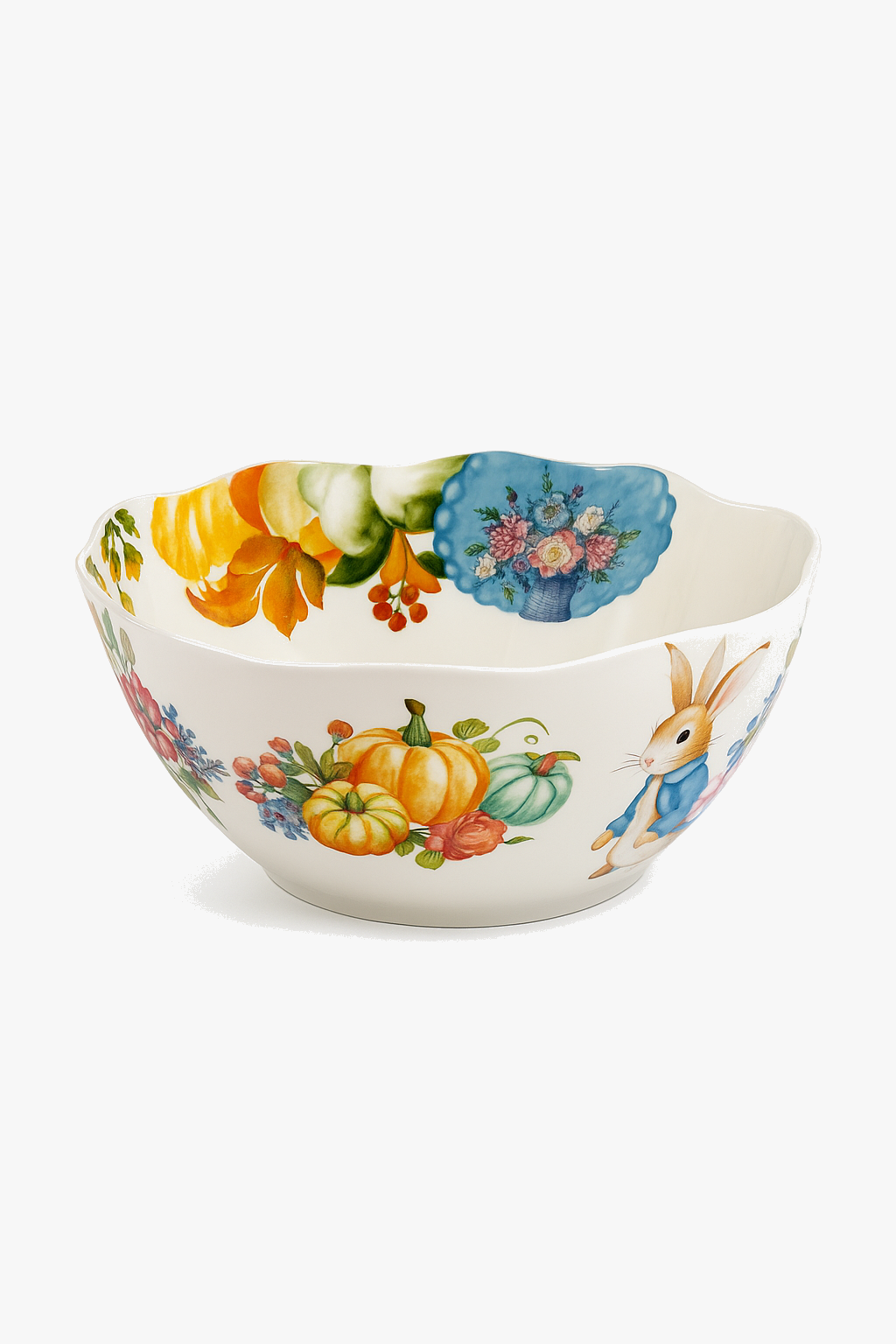 Bucolic Garden Ceramic Pumpkin & Rabbit Plate
