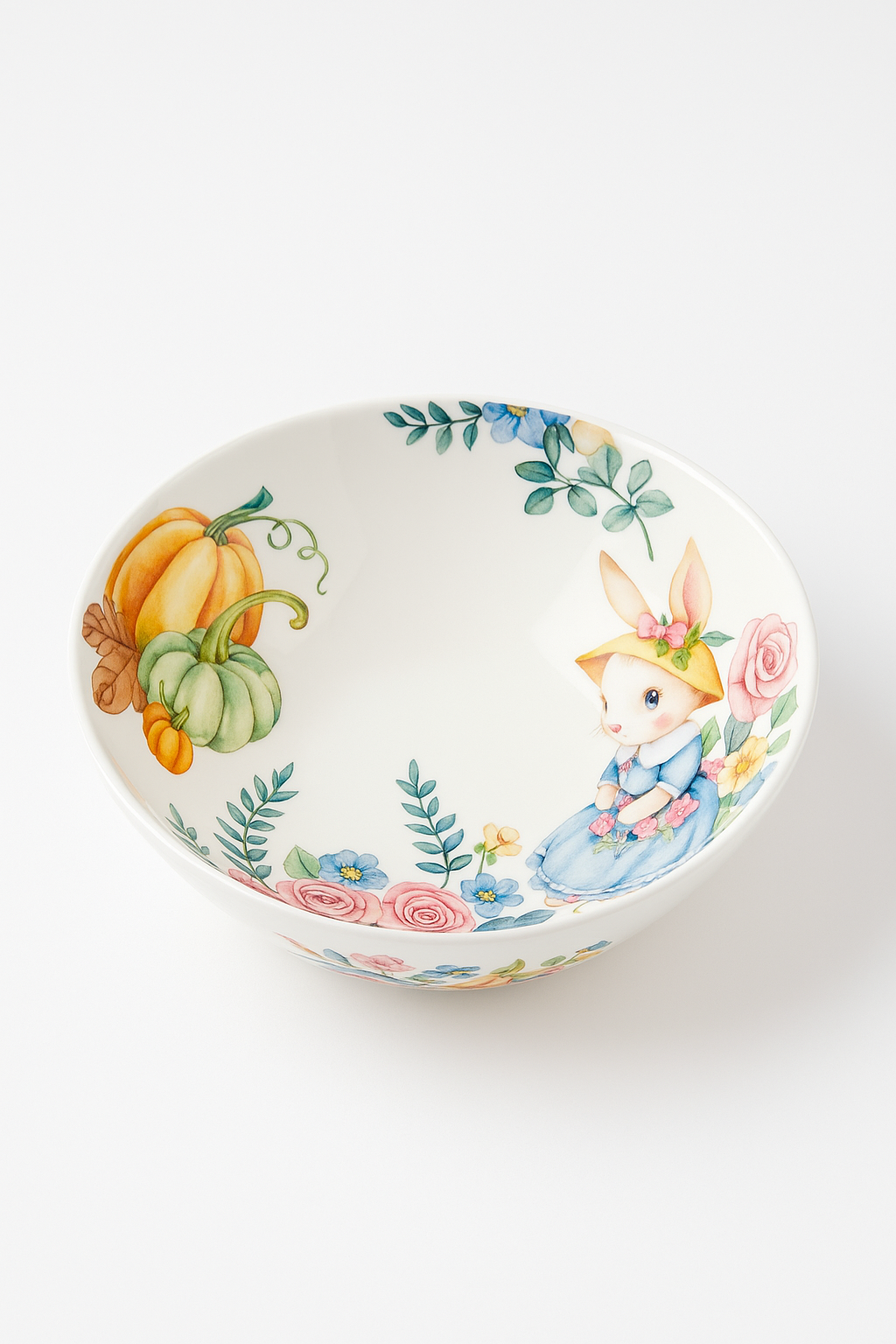 Ceramic Plate, Pumpkin and Rabbit Pattern, Garden Style, Style Three