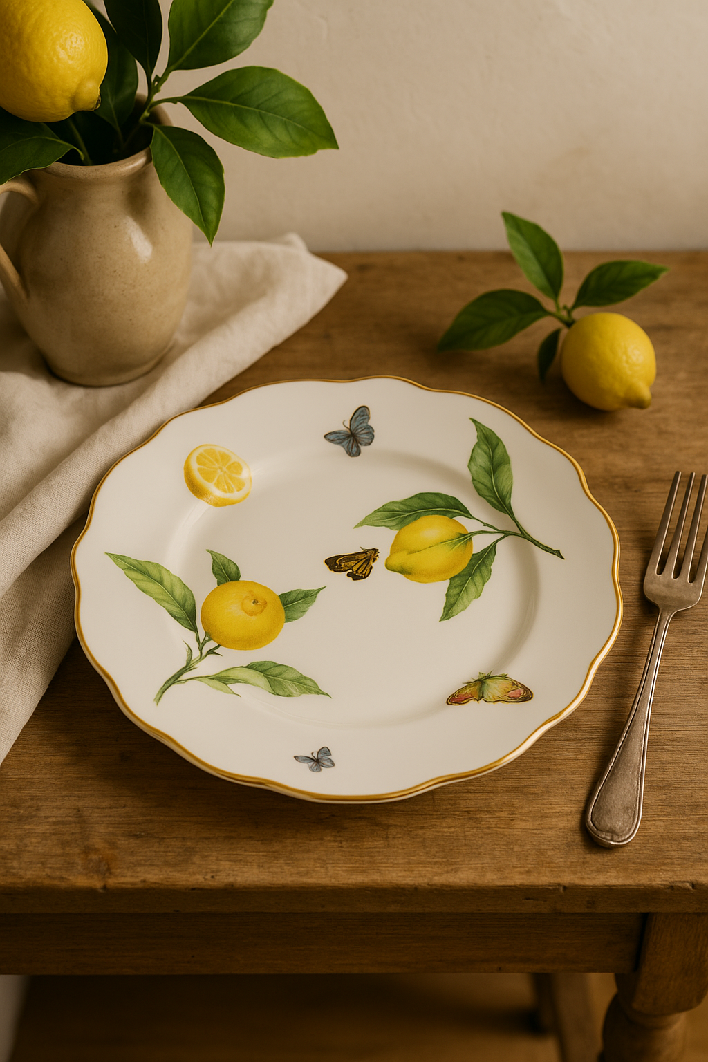 European ceramic plate style elegant lemon pattern - view 2