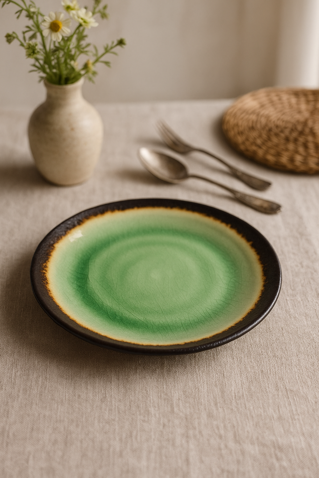 Japanese style ceramic plate cracked glaze for steak - view 2