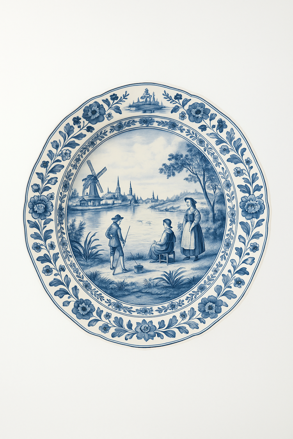 Ceramic floor plate vintage pattern channel hollande wall