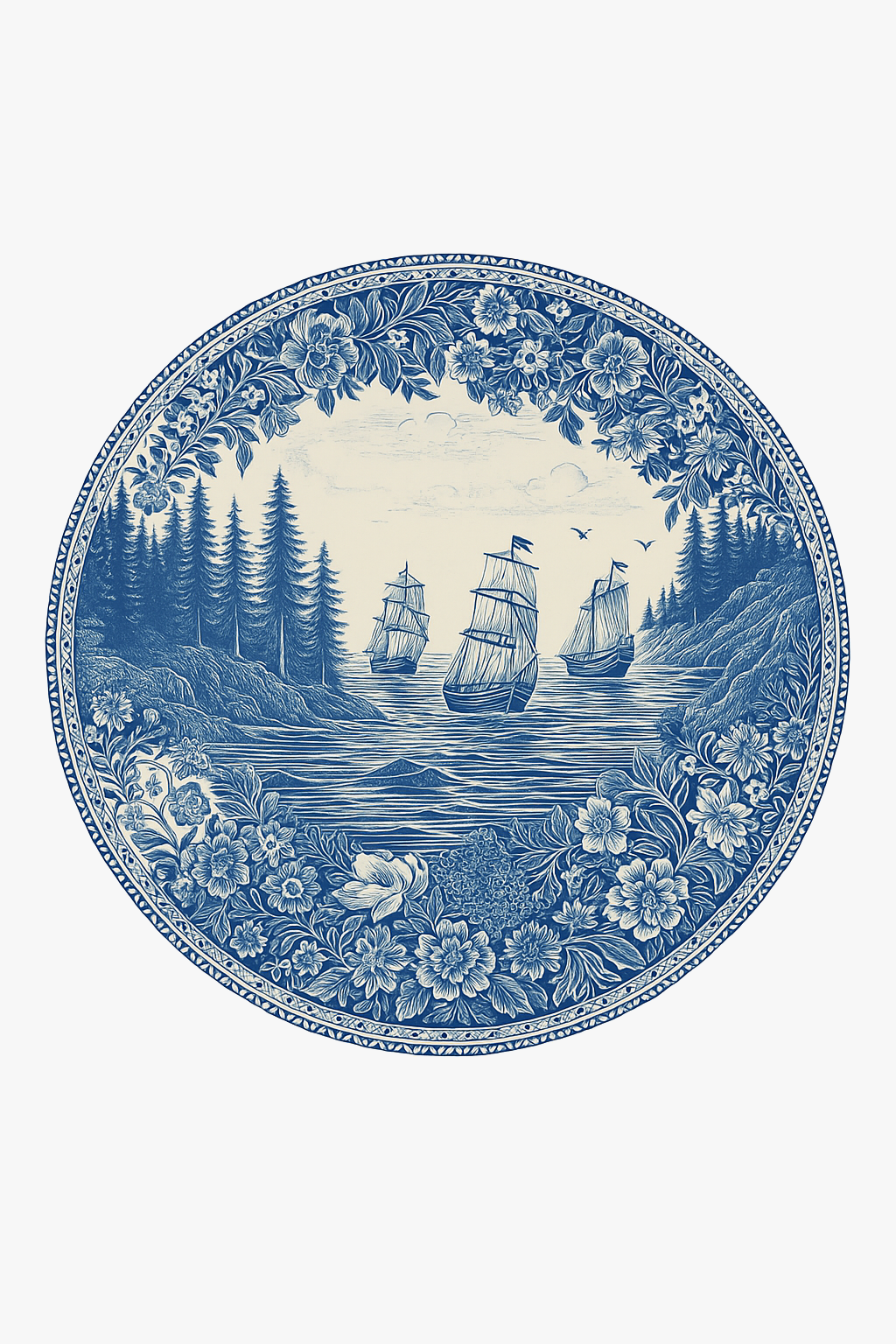 Vintage decorative ceramic flooring walled nautical pattern hanging