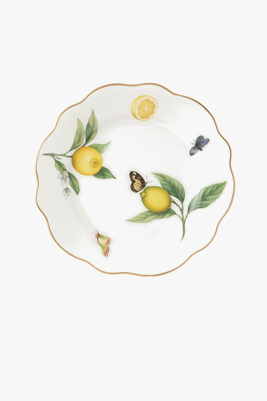 European ceramic plate with lemon pattern