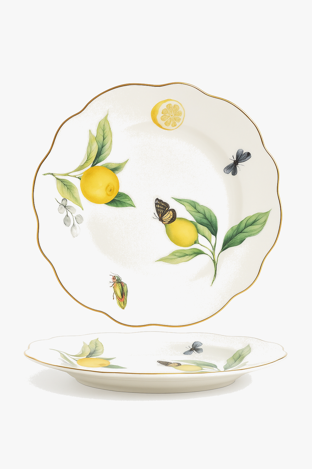 Ceramic plate with European style lemon pattern elegant