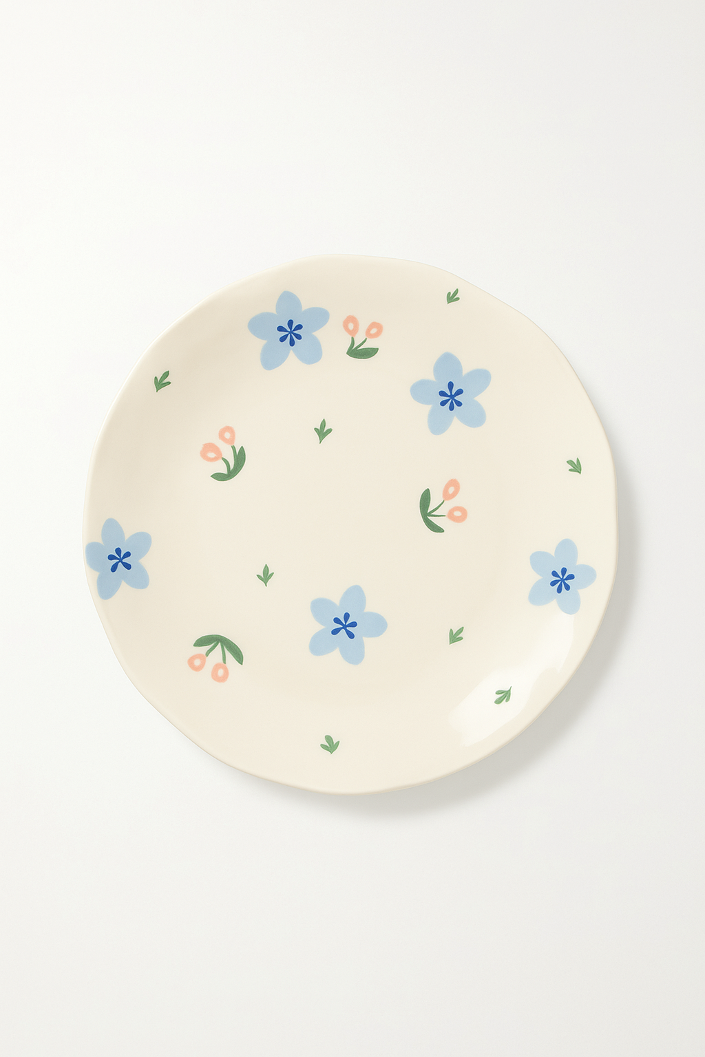 Ceramic cake plate handmade Korean style floral pattern