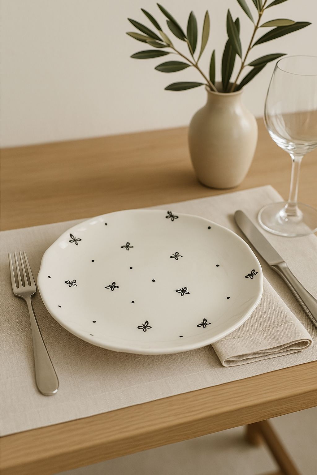 Poetic Korean Irregular Floral Ceramic Cake Plate - view 2
