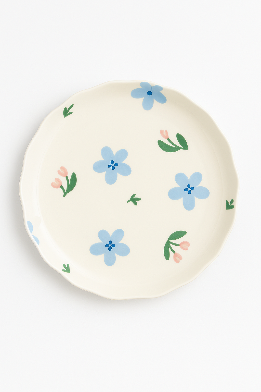 Organic Korean Irregular Floral Ceramic Cake Plate