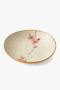 Japanese Floral Ceramic Plate, Round Deep Bowl Shape