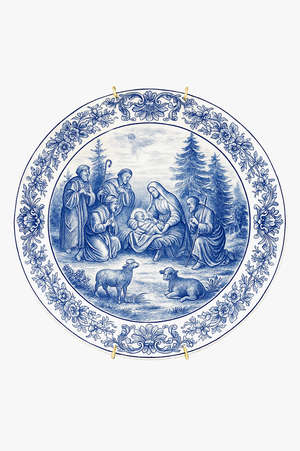 Vintage Ceramic Nativity Scene Decorative Plate