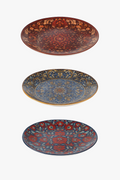 Plate ceramic bohemian style flat base creative patterns table