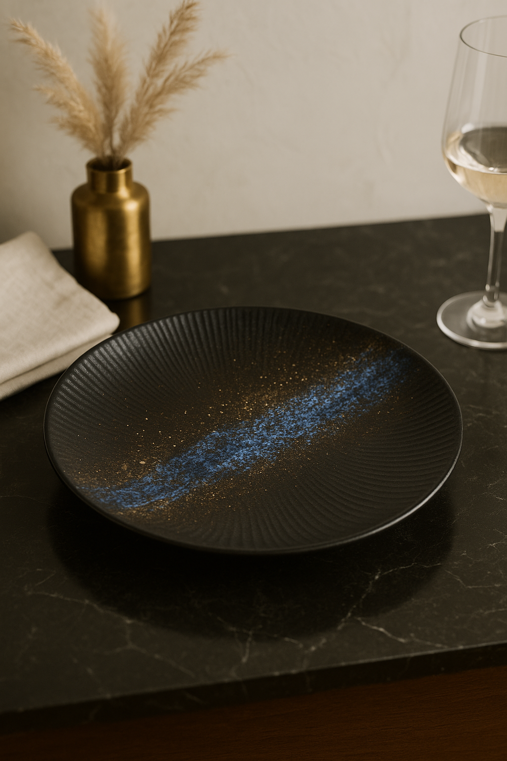 Retro Japanese style ceramic flat plate for potatoes - view 2