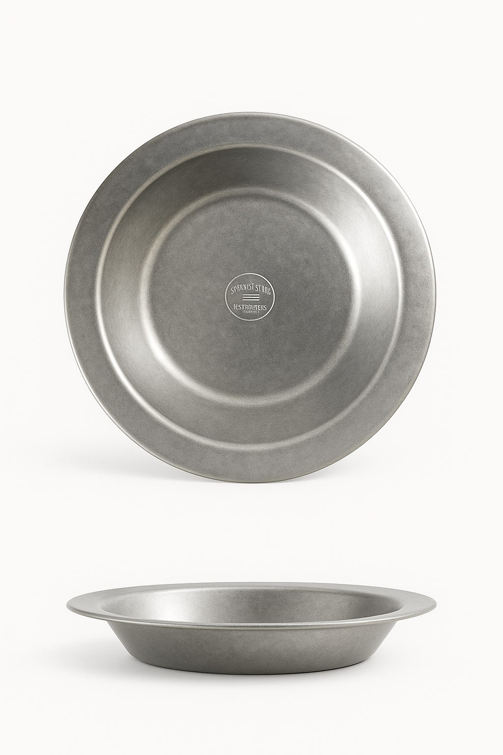 Vintage Stainless Steel Camping Plate, Design 5