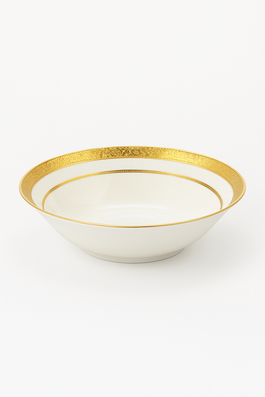 Palace-Style Porcelain Plate with Relief and Gold Rim