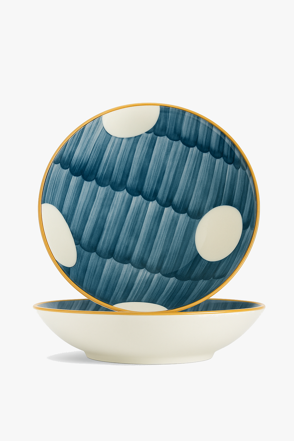 Round plate deep Japanese style porcelain 18 cm