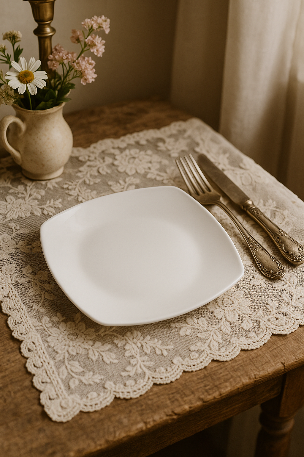 Square plates porcelain service 6 or 12 pieces - view 2