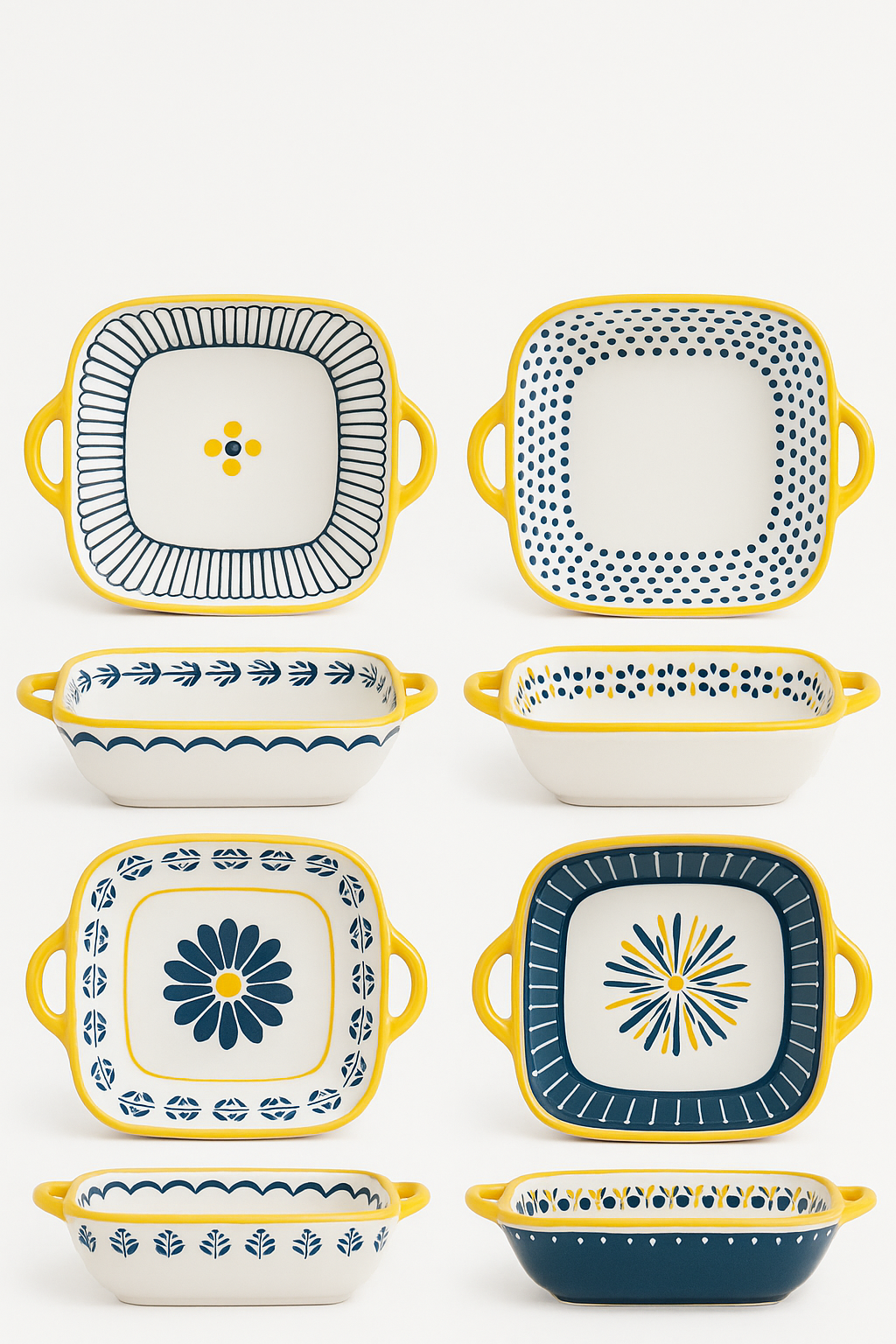 Set of 4 Japanese Relief Ceramic Plates, 8 in