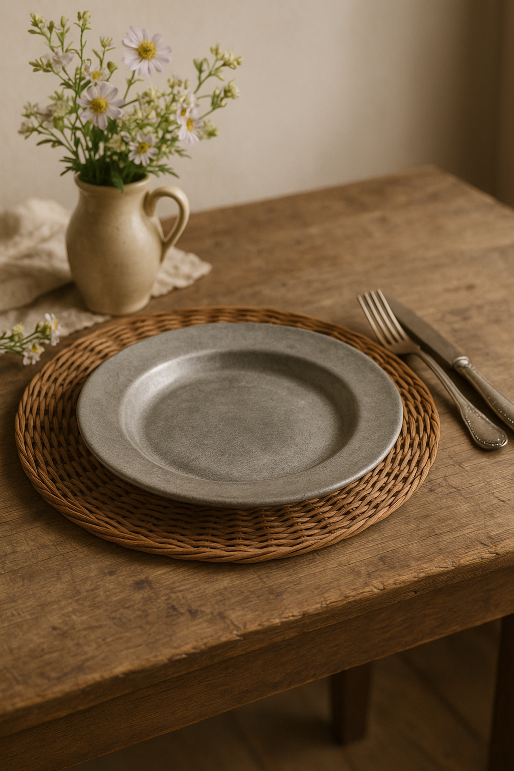 Vintage stainless steel retro-style flat plates - view 2