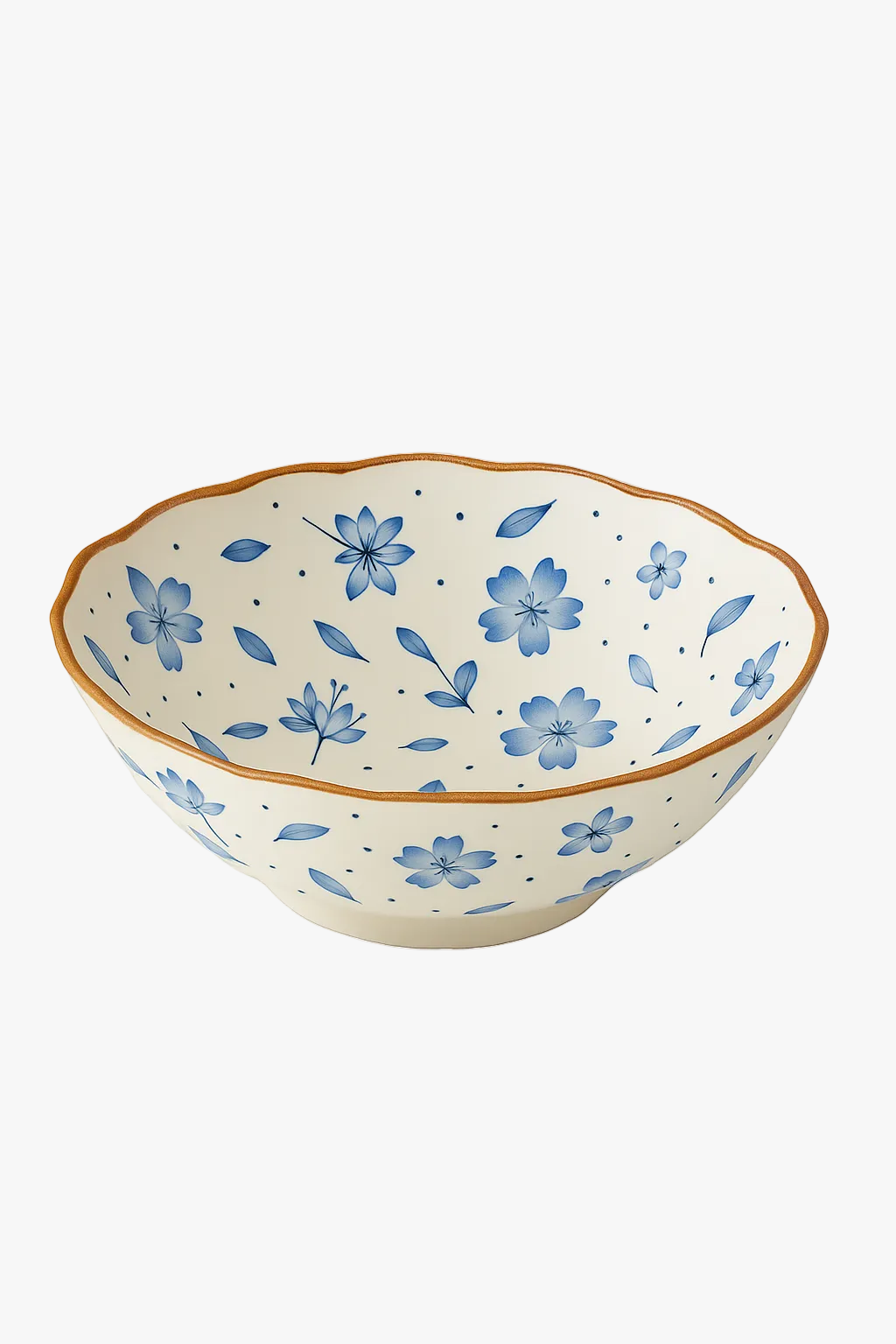 Deep ceramic plates Japanese style floral retro