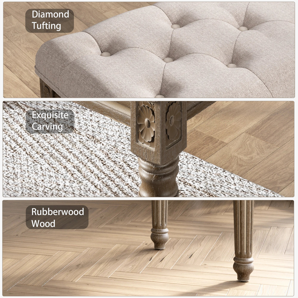 Wooden upholstered entrance bench for footwear and storage - view 4