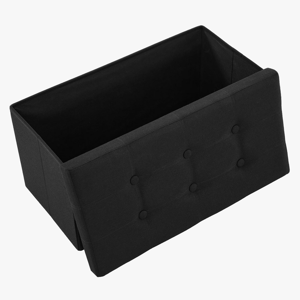 Multifunction Folding Storage Bench in Black Faux Leather - view 2