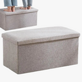 Foldable Ottoman bench with rectangular fabric storage