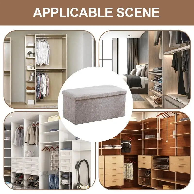Foldable Ottoman bench with rectangular fabric storage - view 4