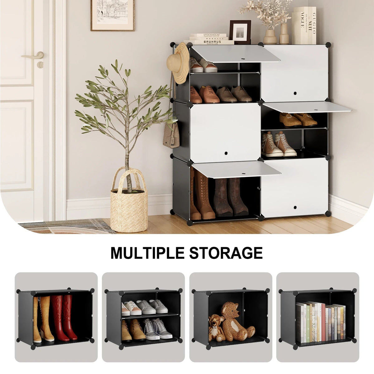 Shoe storage box with 6 plastic modular compartments - view 4