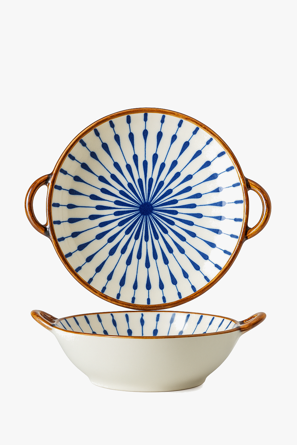 Japanese Ceramic Bowl with Floral Handle, 7½ in Soup & Salad Bowl
