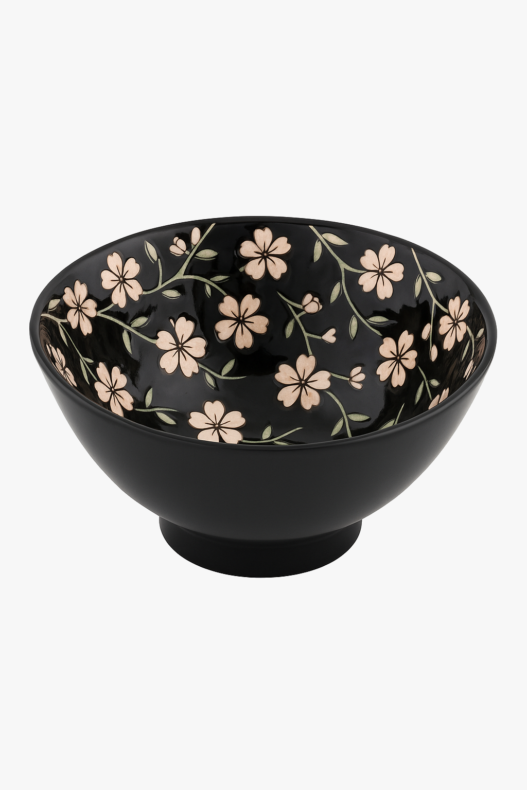 Japanese Ceramic Ramen Bowl with Floral Pattern, 1.2 L, Style One