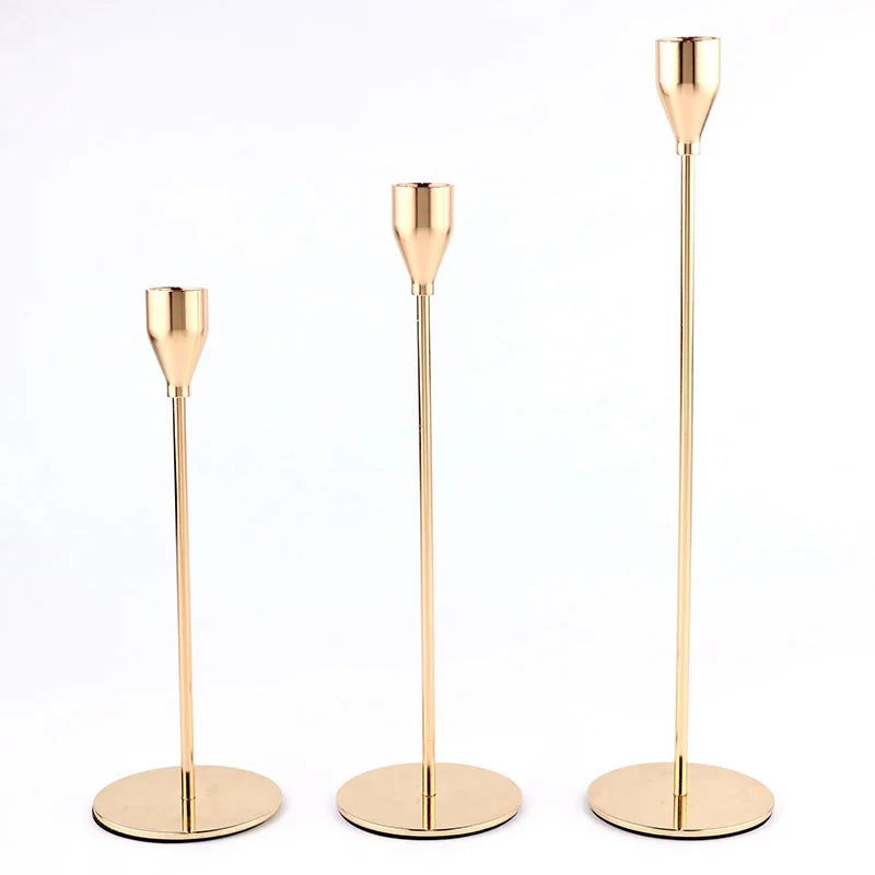 Luxurious metal candle holders for wedding and elegant decoration