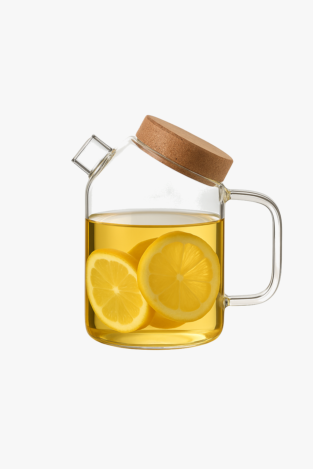 Glass kettle with wooden cover flower style