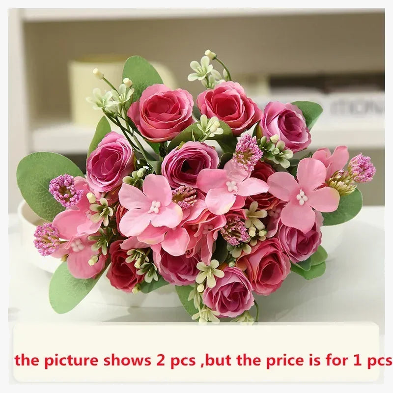 Artificial silk hortensia bouquet for elegant decoration - view 7