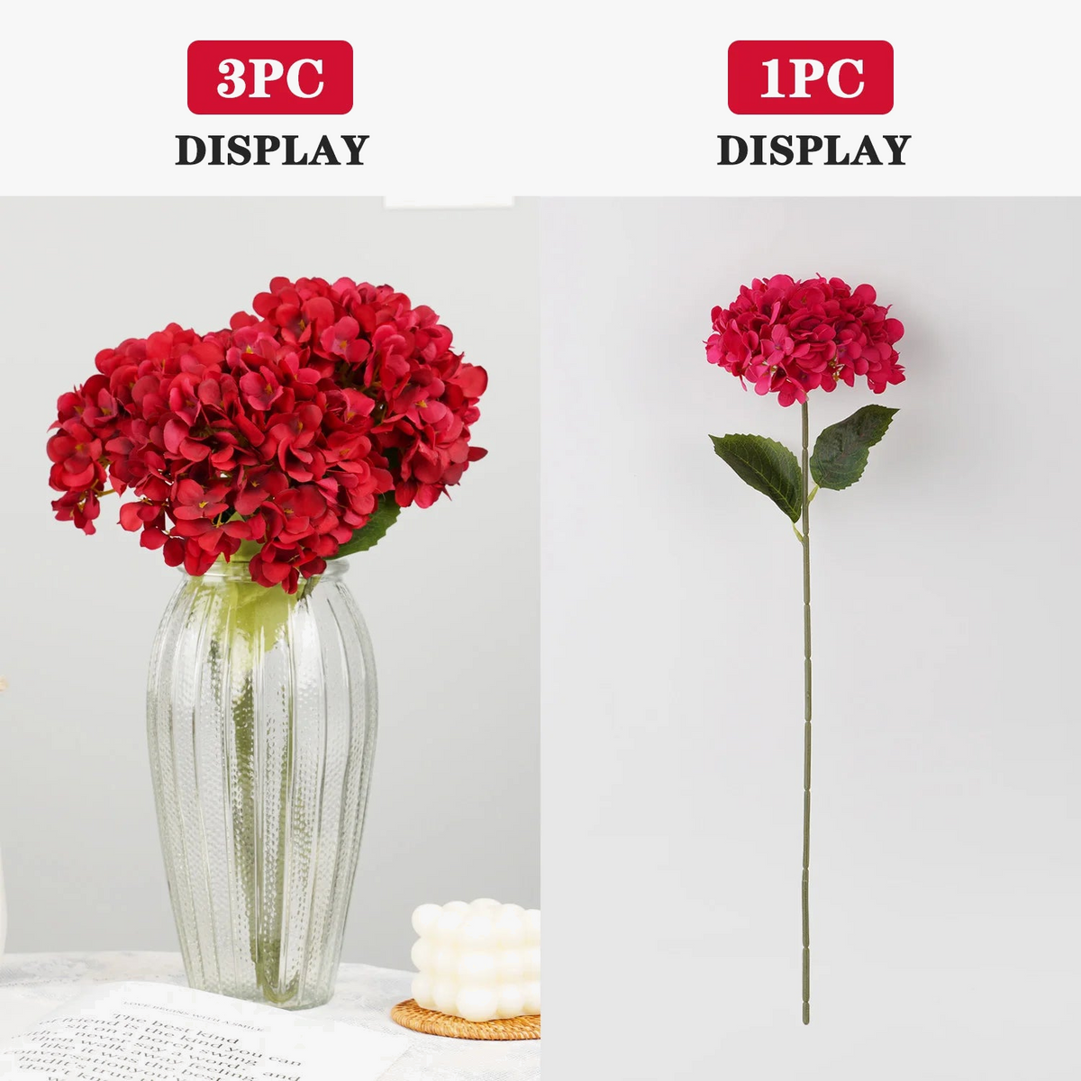 Bouquet of artificial silk hortensias for weddings and festive decorations - view 4