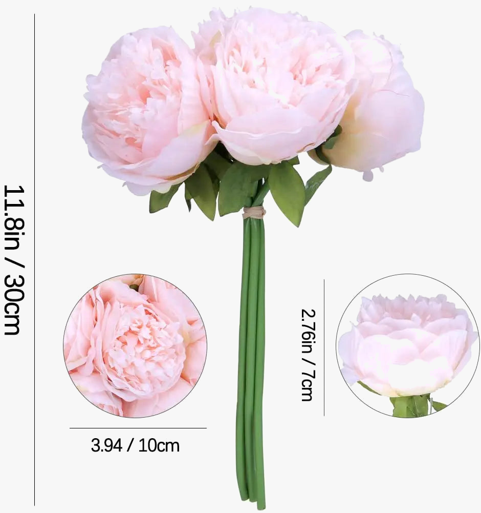 Bouquet of 5 artificial silk peonies for decoration - view 2